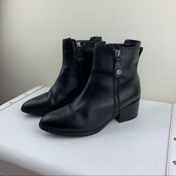 Fabianelli Black Leather Heeled Side-zip Booties S6‎ - Picture 2 of 14